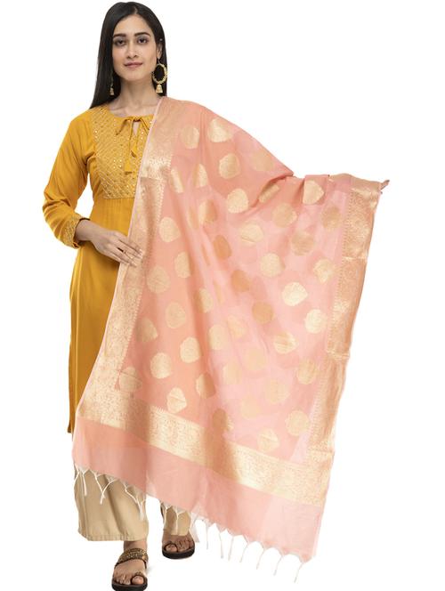 peach self design woven dupatta  - 19417179 -  Standard Image - 0