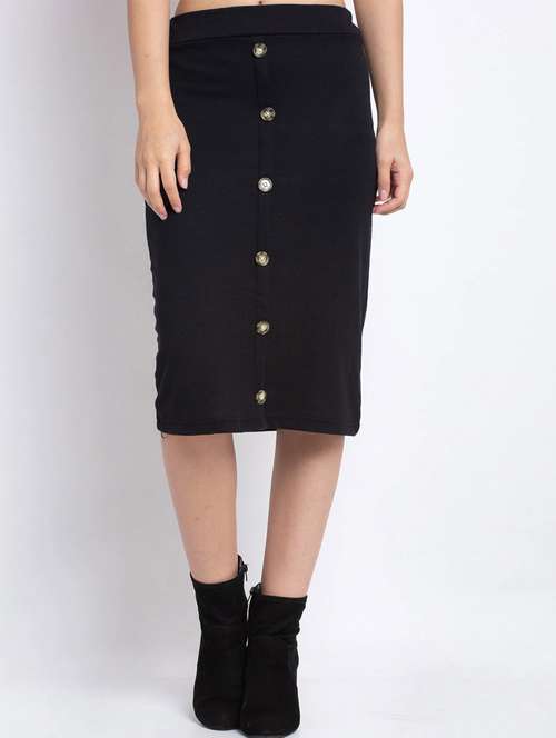 black solid a-line skirt - 19417210 -  Standard Image - 0