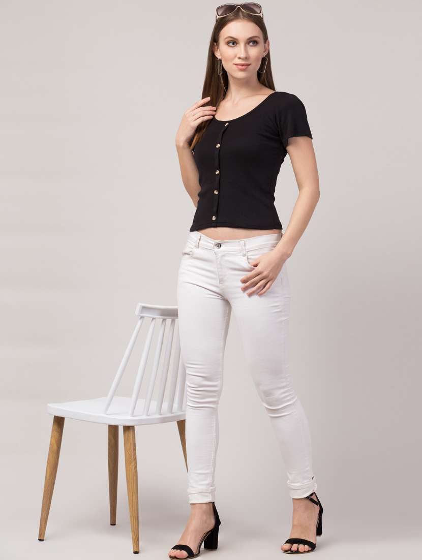 women's straight round neck top - 19417283 - Standard Image - 3
