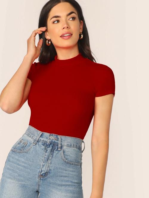 women's crop mock neck top - 19417295 - Standard Image - 0