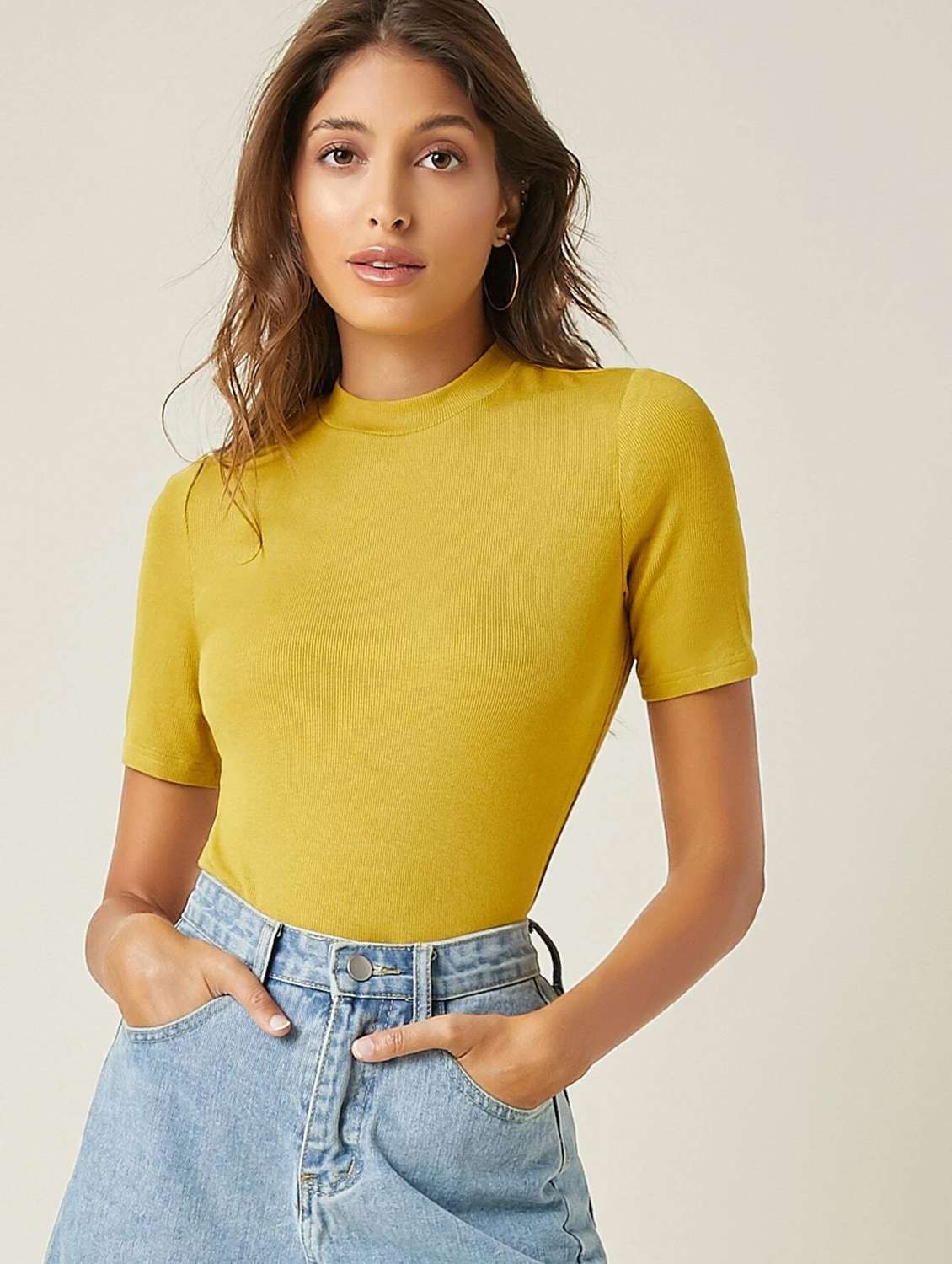 women's crop mock neck top - 19417339 - Zoom Image - 0