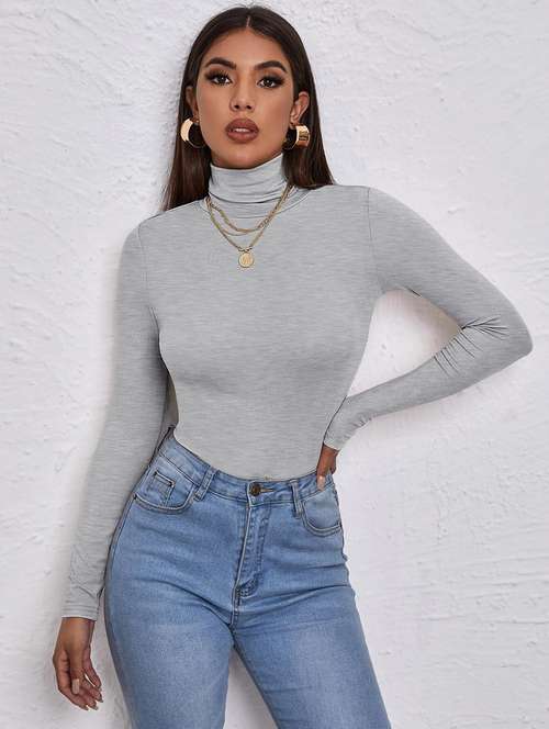 women's straight high neck top - 19417404 - Standard Image - 0