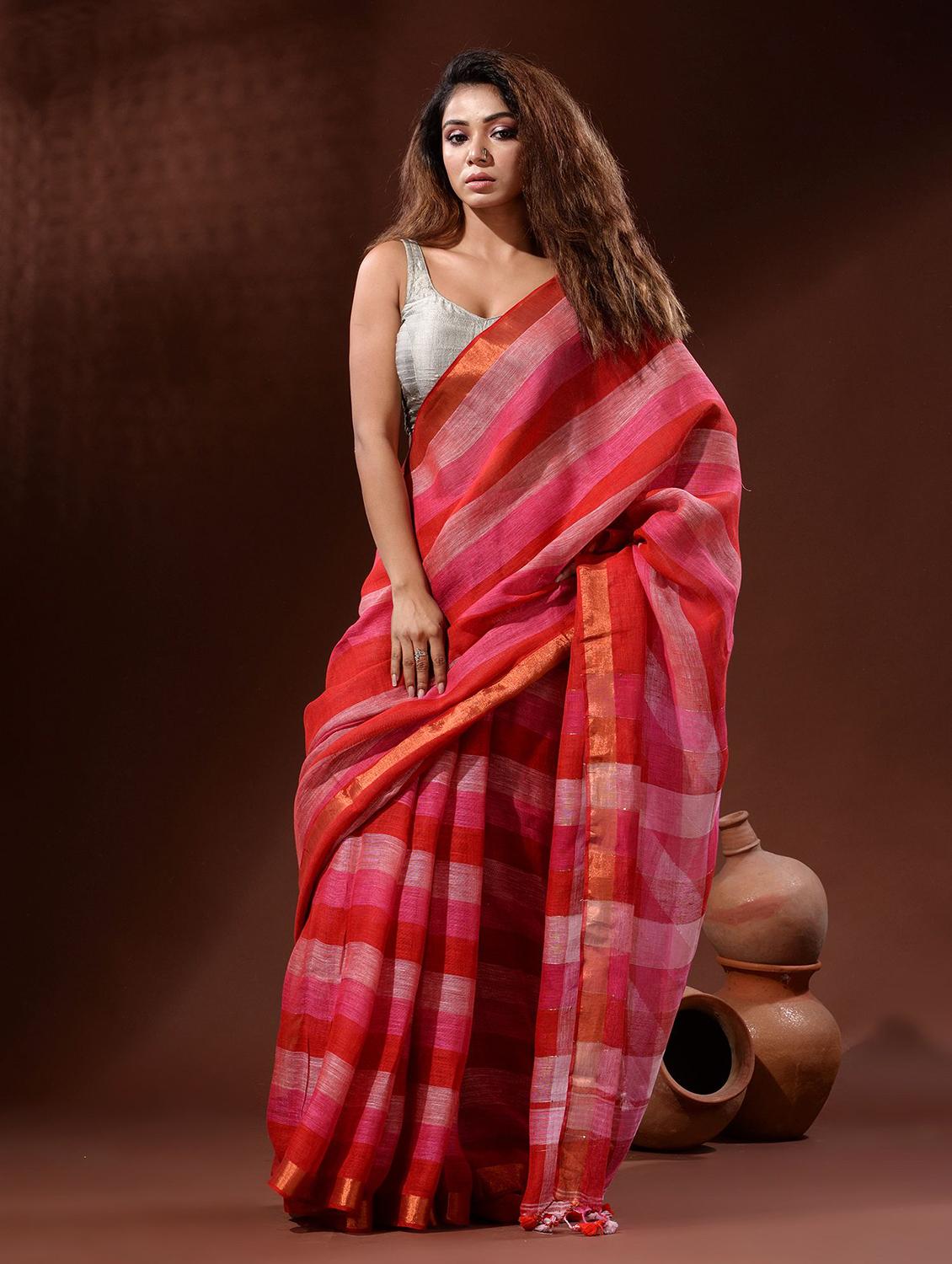 self design handloom saree with blouse