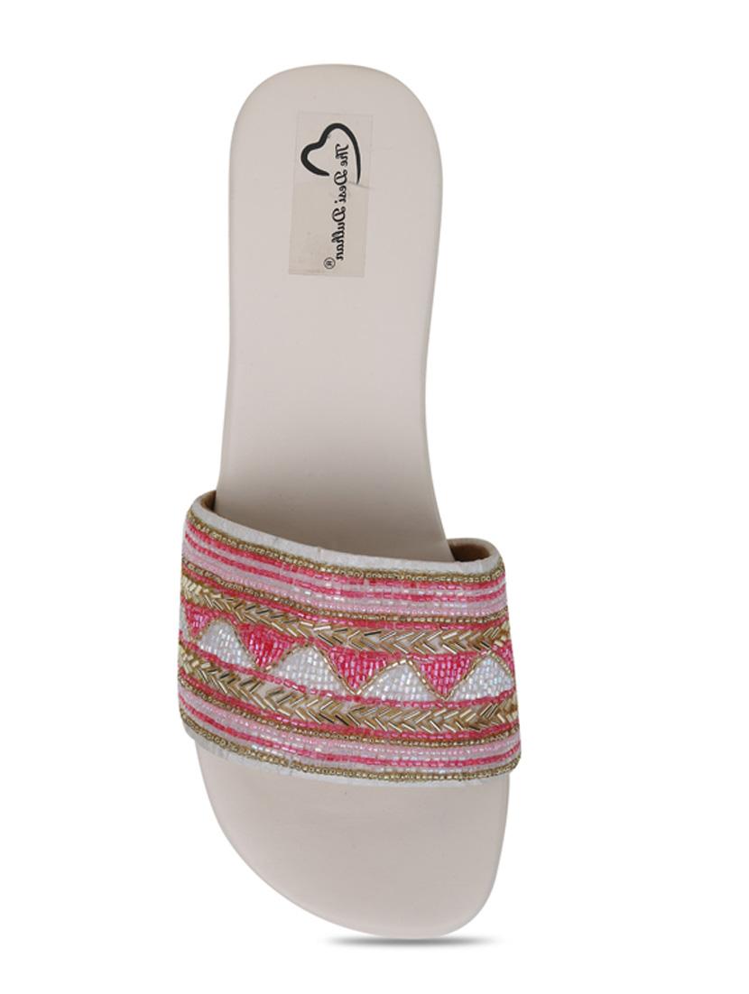 the desi dulhan women cream & multi coloured ethnic wedge sandals - 19418210 - Standard Image - 5