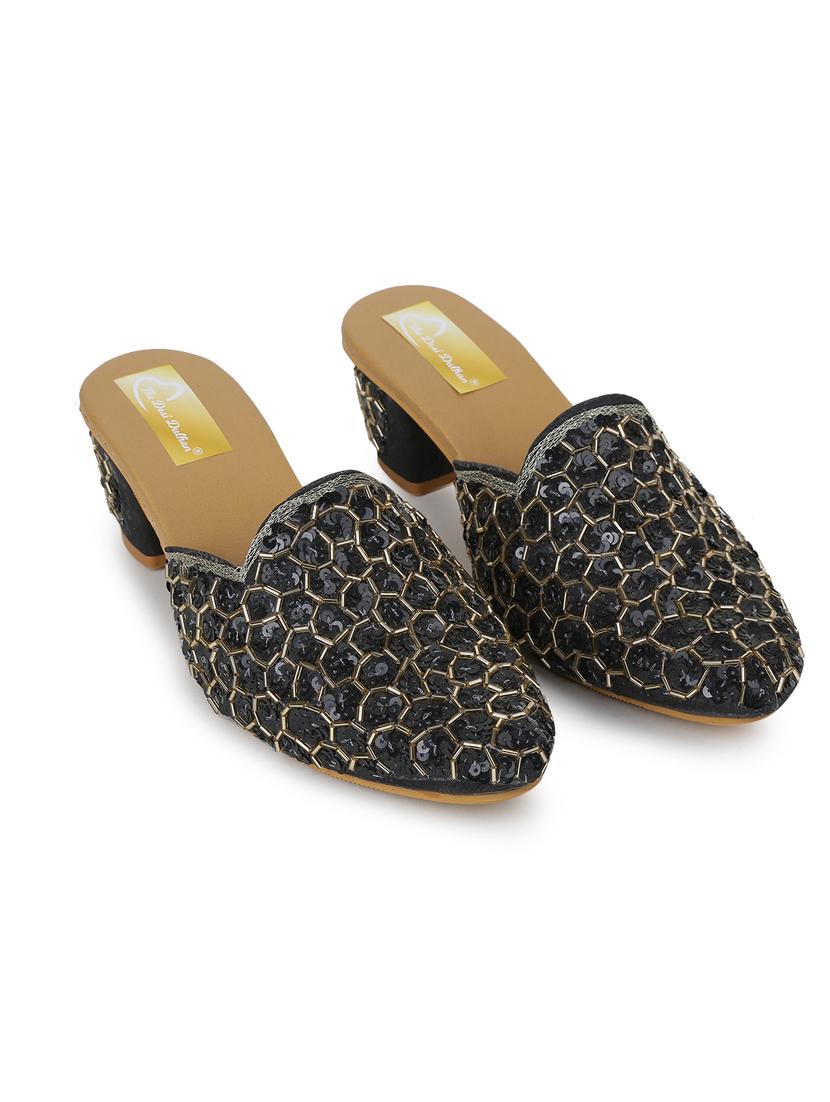 black synthetic mules sandals - 19418217 - Standard Image - 3