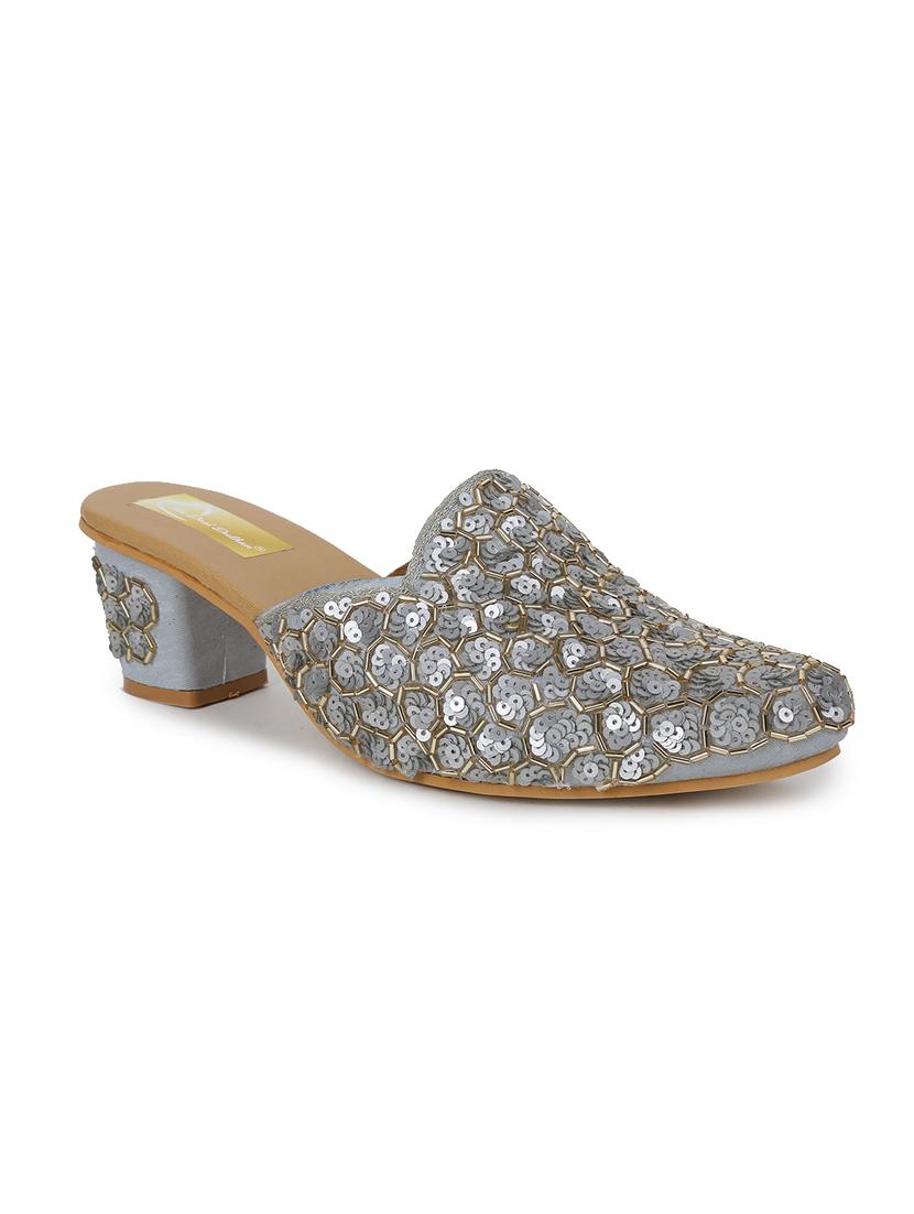 grey synthetic mules sandals - 19418219 -  Zoom Image - 0