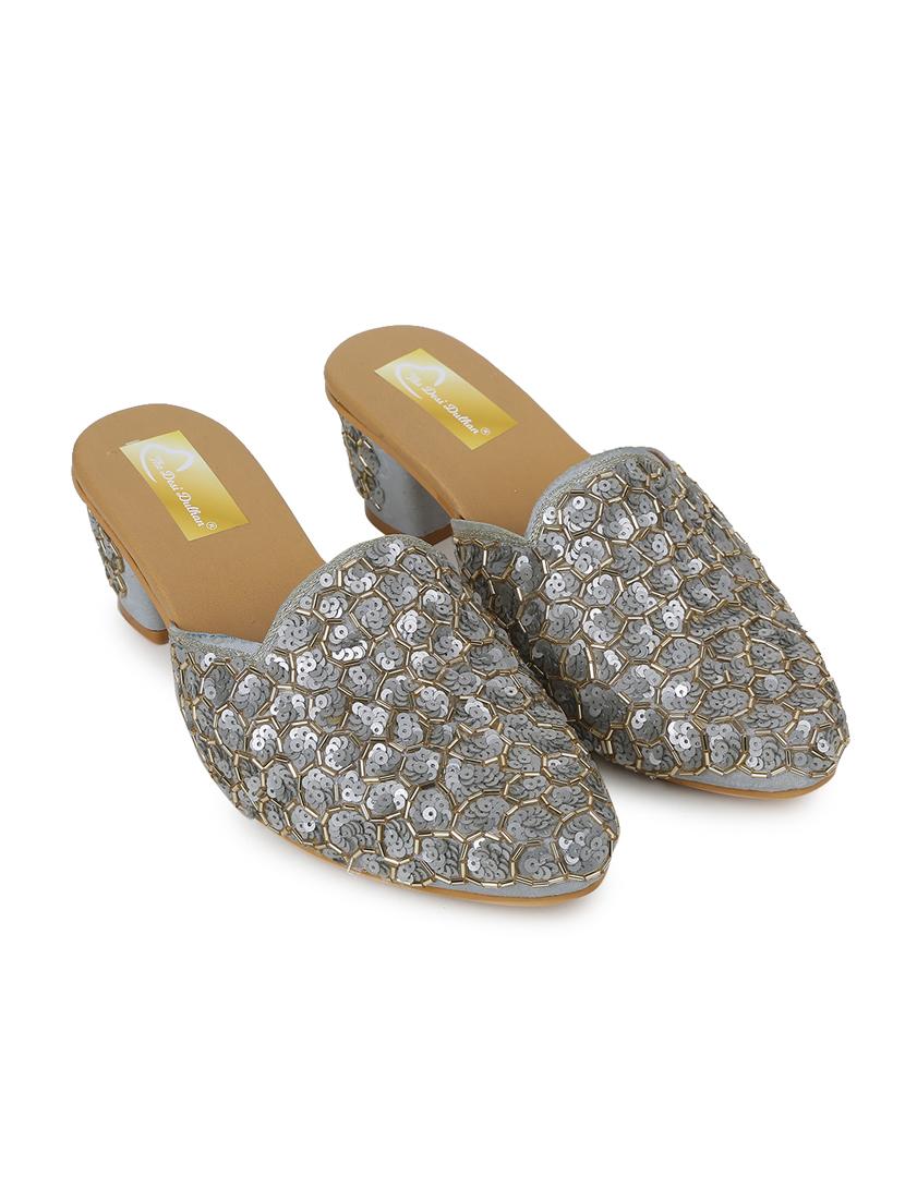 grey synthetic mules sandals - 19418219 - Standard Image - 3