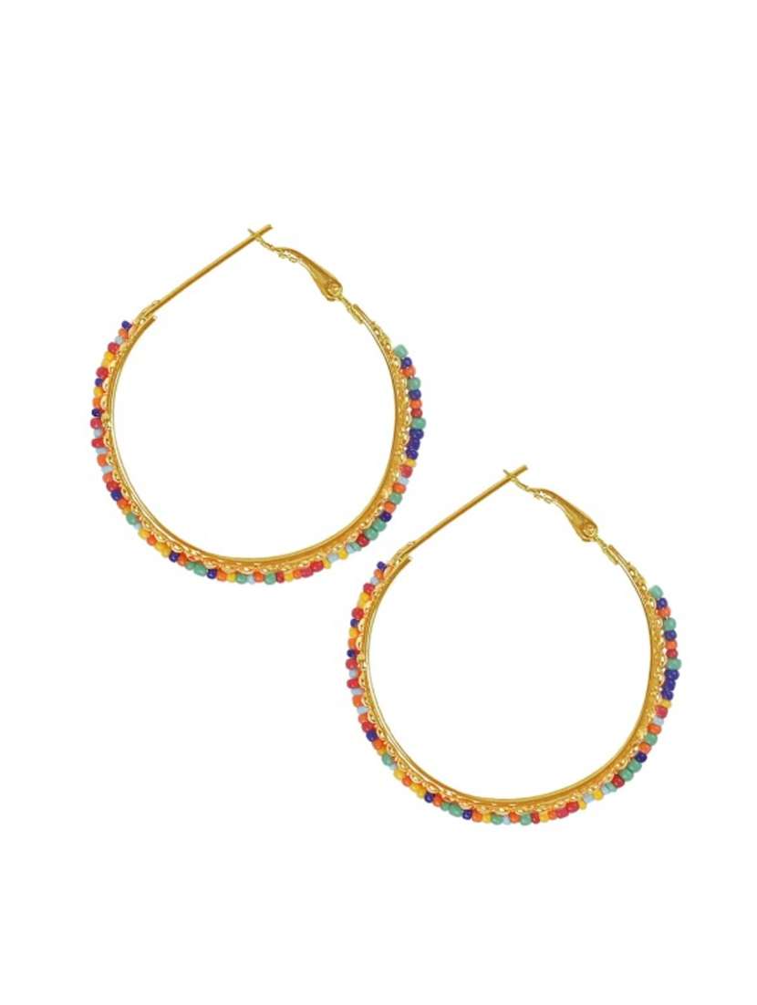 multi colored brass hoop earring - 19418288 -  Zoom Image - 0