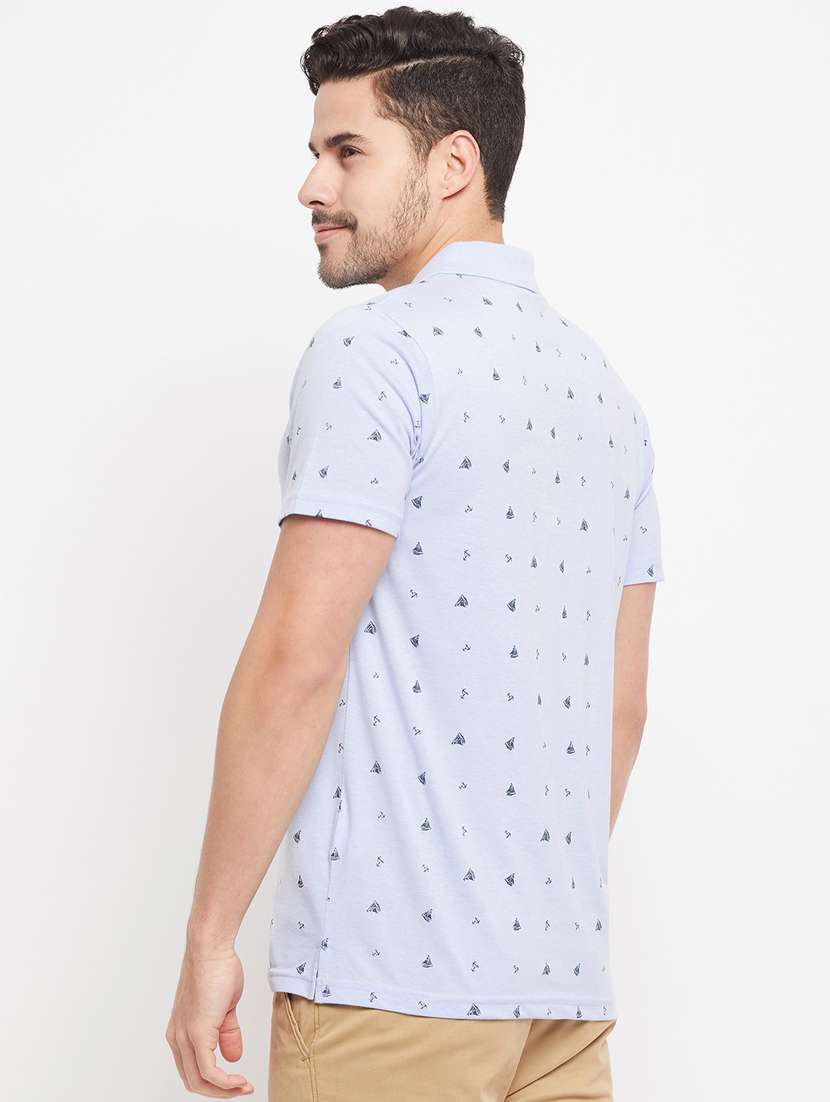 printed cotton blend polo t-shirt  - 19420237 -  Standard Image - 3