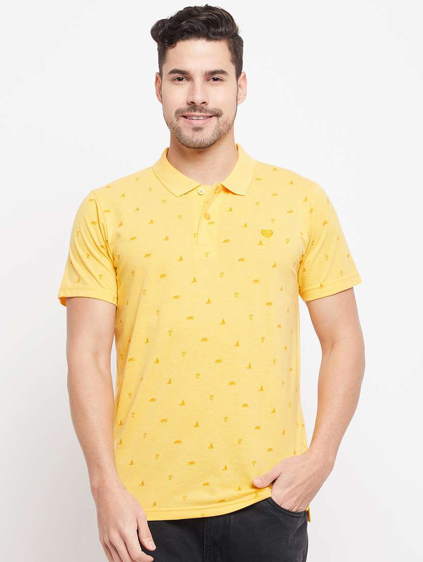 printed cotton blend polo t-shirt  - 19420239 -  Zoom Image - 0