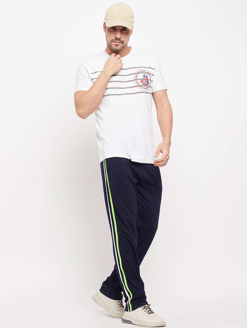 navy blue cotton blend  track pant - 19420770 -  Standard Image - 3
