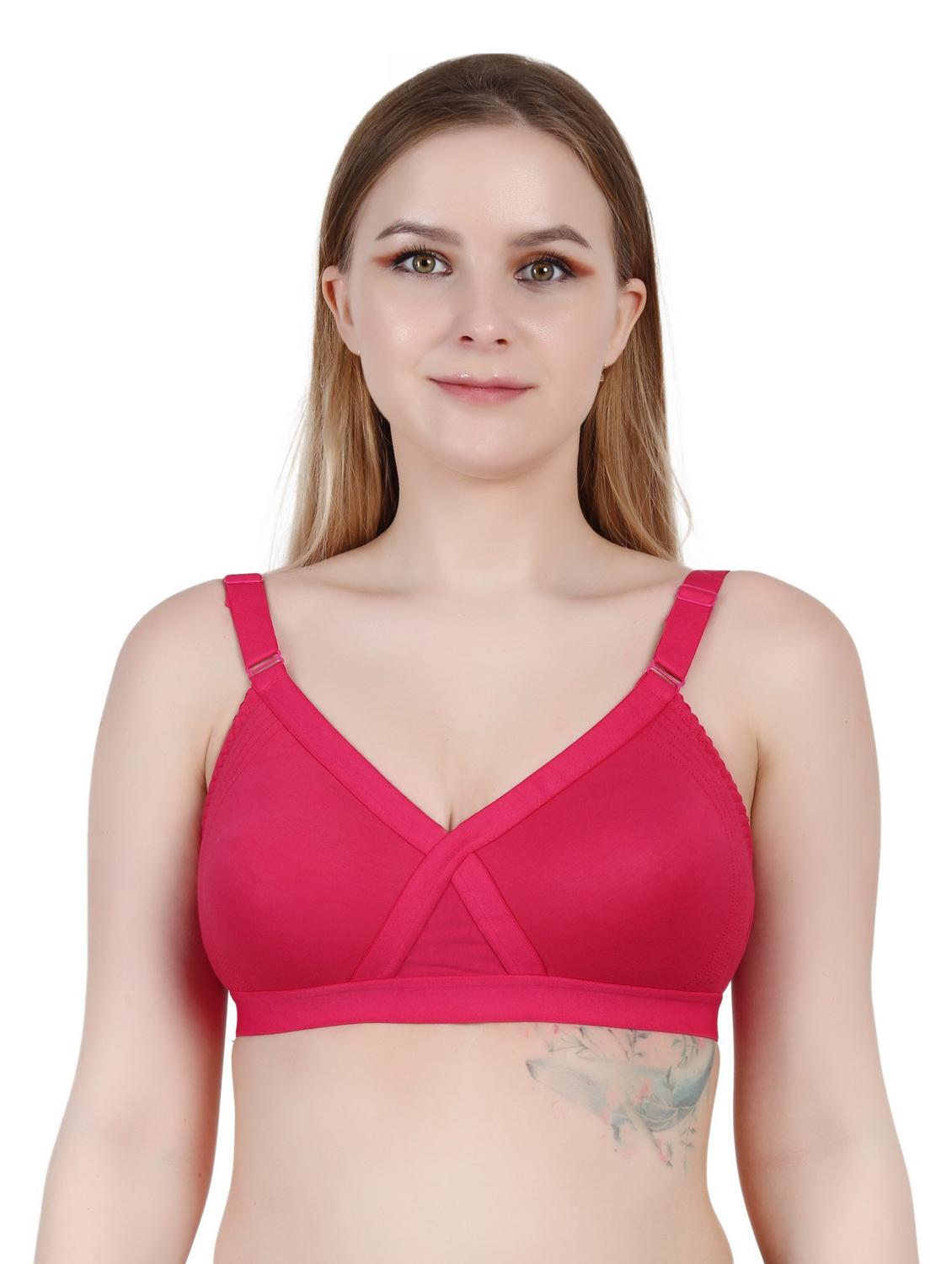 pink cotton blend regular bra - 19421163 -  Zoom Image - 0