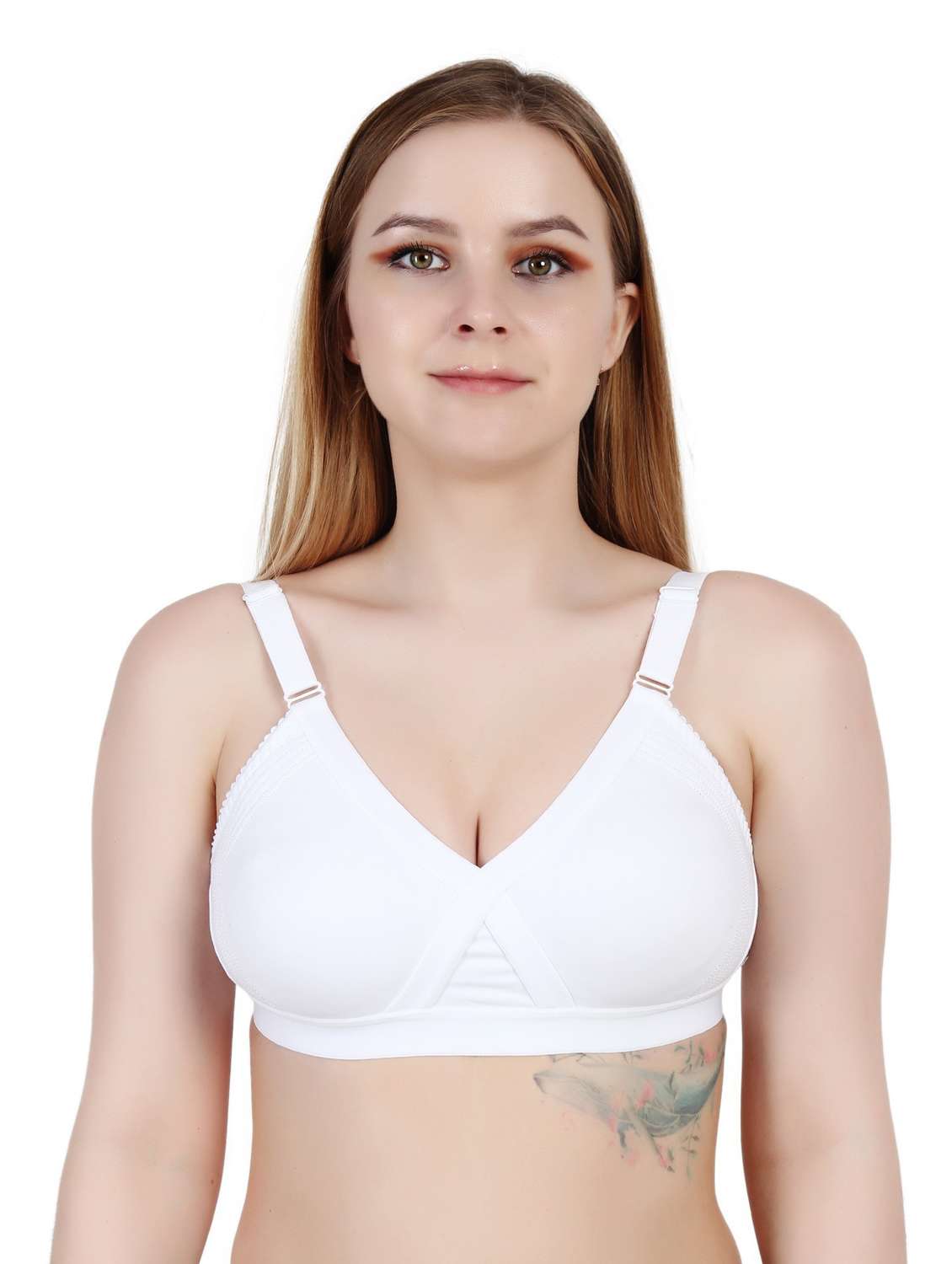 white cotton blend regular bra - 19421165 - Zoom Image - 0