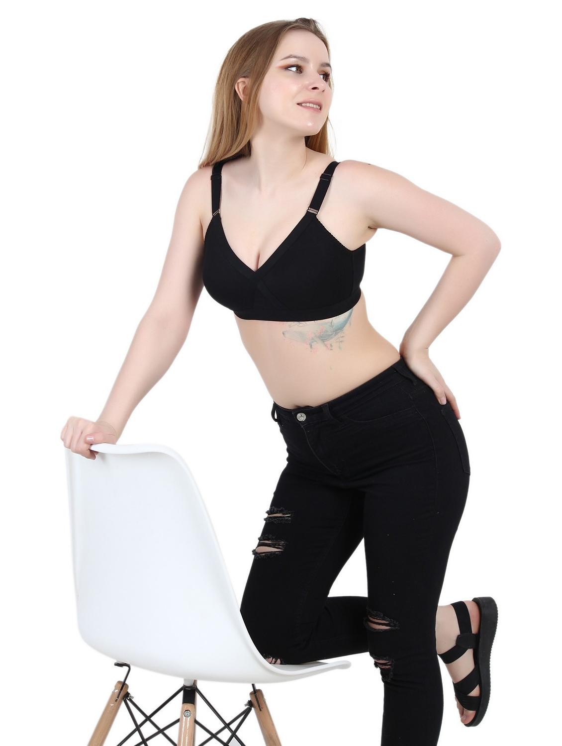 black cotton blend regular bra - 19421166 - Standard Image - 3