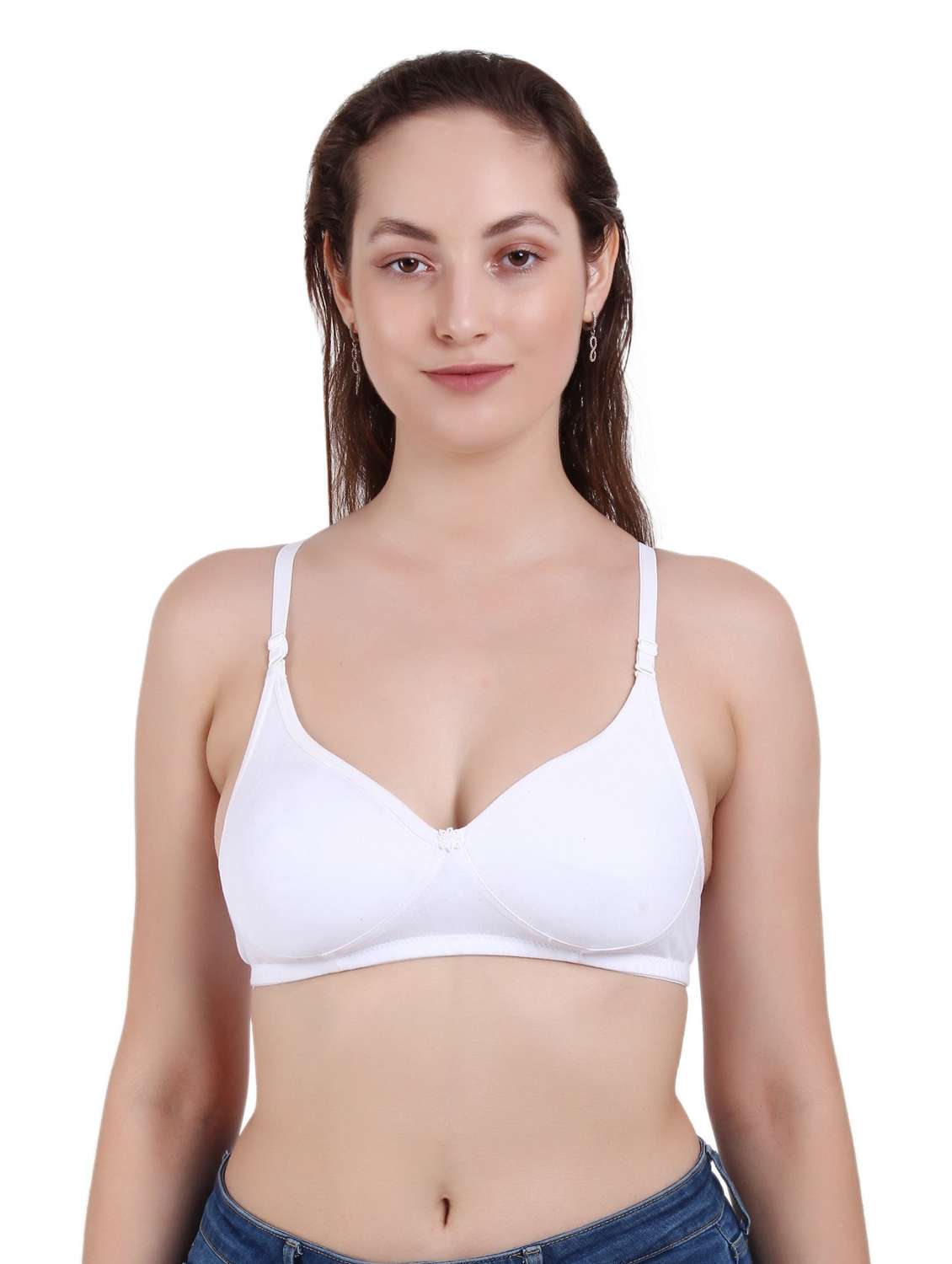 white cotton blend regular bra - 19421180 - Zoom Image - 0
