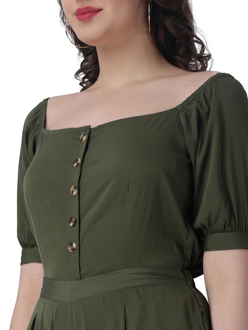 green solid 3/4 jumpsuit - 19421992 - Standard Image - 3