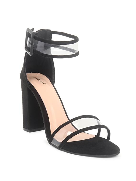 black synthetic ankle strap sandals - 19422332 - Zoom Image - 0