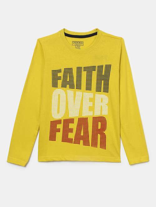 yellow printed round neck t-shirt - 19422914 - Standard Image - 0