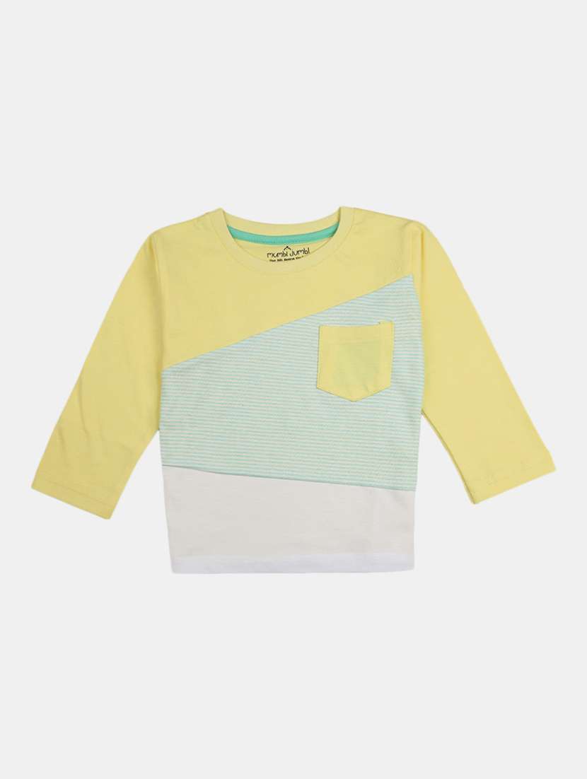 boys round neck color block t-shirt