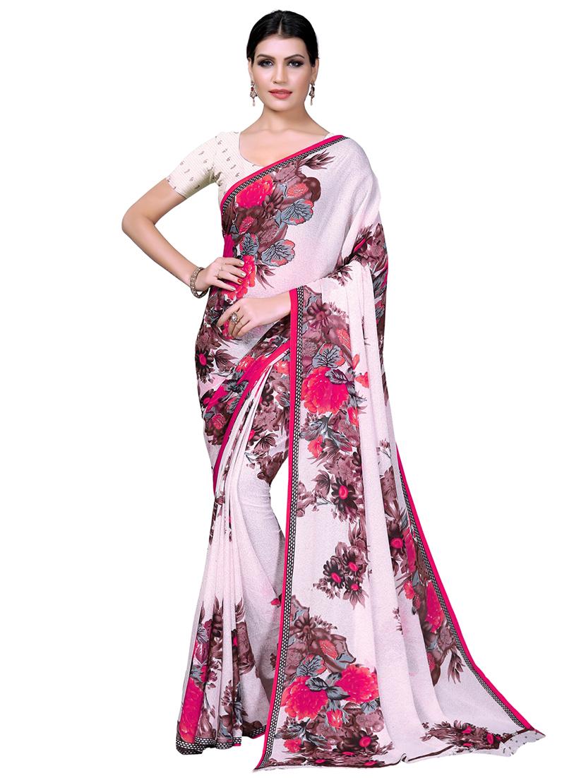 women's floral pink colored saree with blouse - 19423816 - Zoom Image - 0