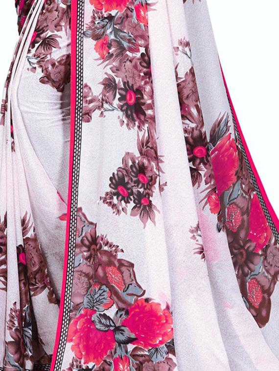 women's floral pink colored saree with blouse - 19423816 - Standard Image - 3