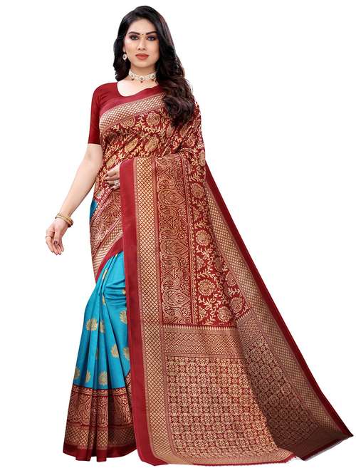 women's self design turquoise colored saree with blouse - 19423827 -  Standard Image - 0