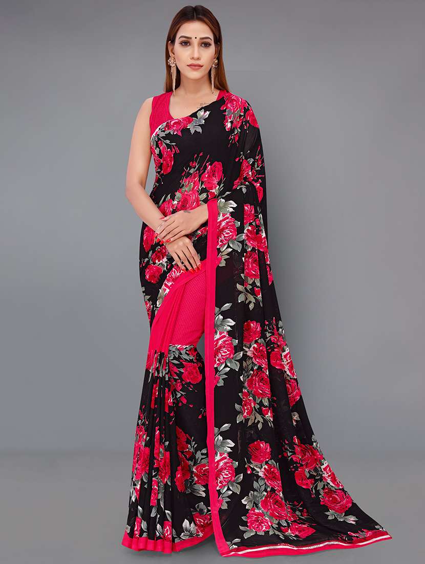 women floral printed saree with blouse