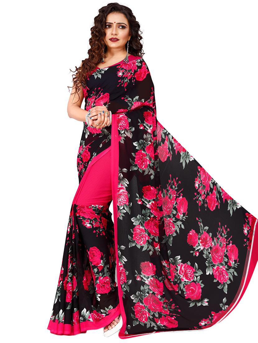 women's floral pink colored saree with blouse - 19423880 - Zoom Image - 0