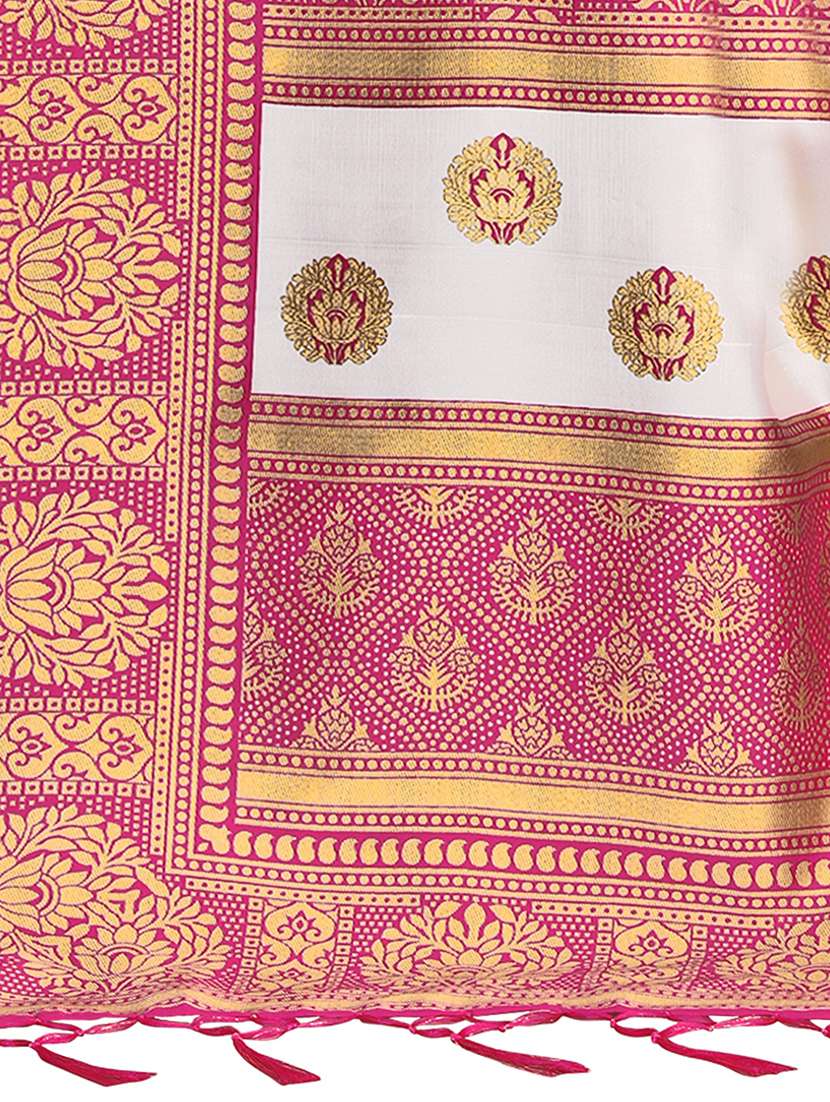 women's floral white colored saree with blouse - 19423895 -  Standard Image - 3