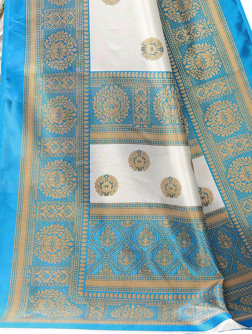 white ethnic motif saree with blouse - 19423896 - Standard Image - 3