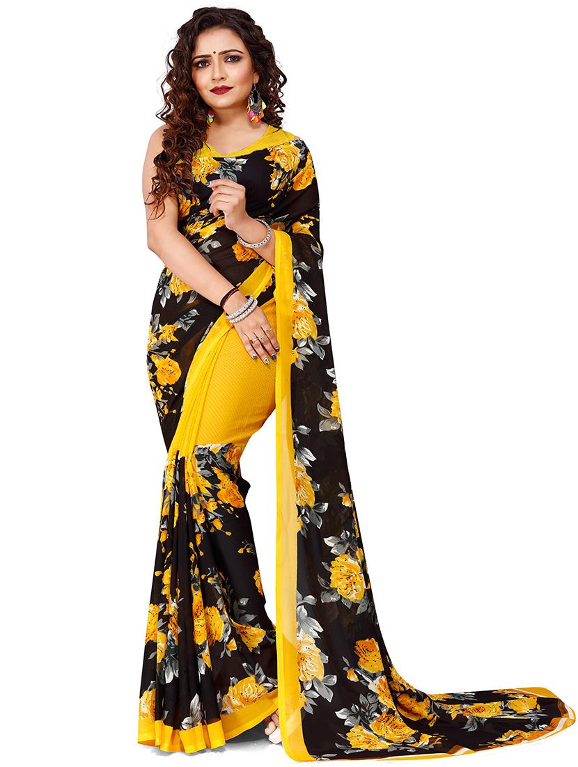 women's floral multi colored saree with blouse