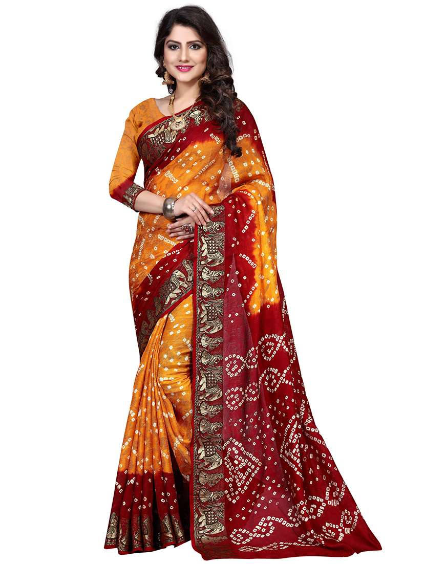 bandhani printed saree with blouse