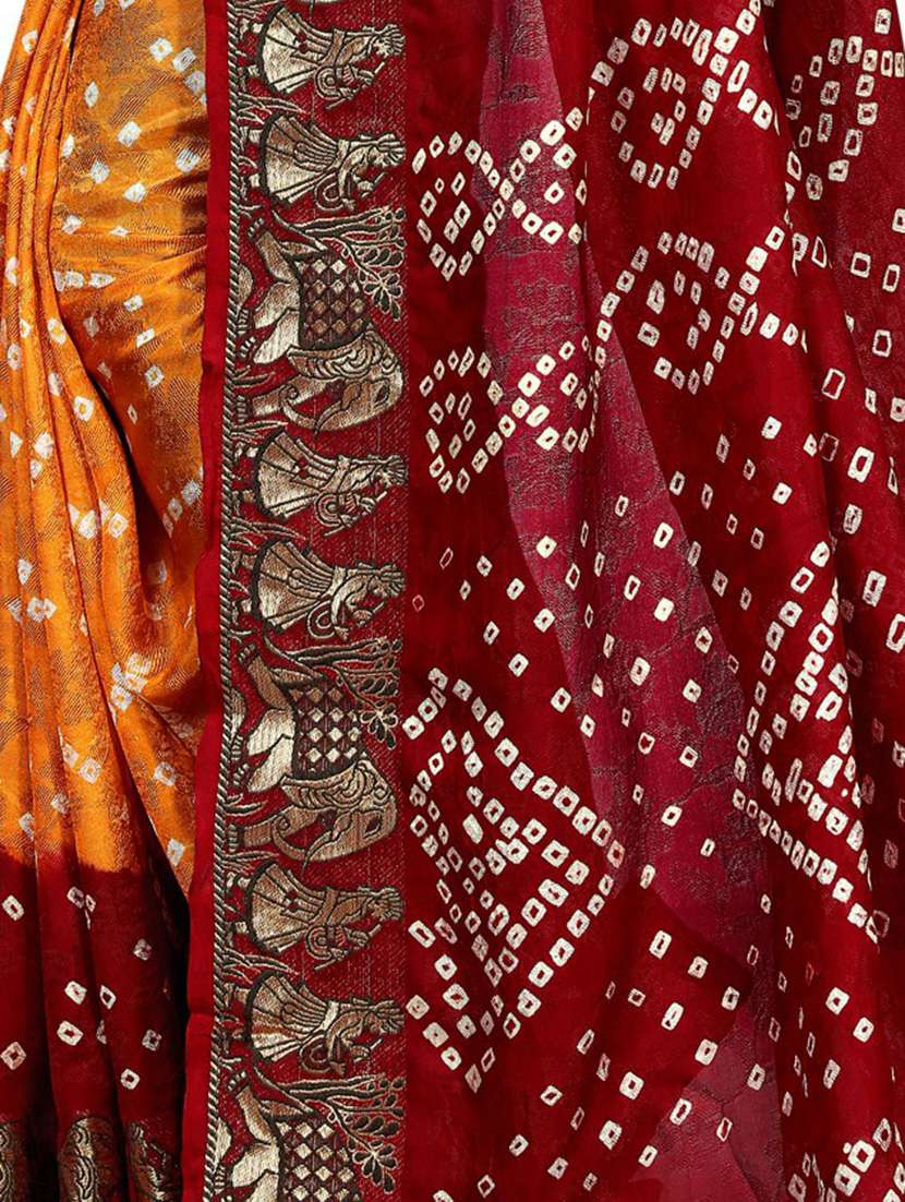 bandhani printed saree with blouse - 19423942 -  Standard Image - 3