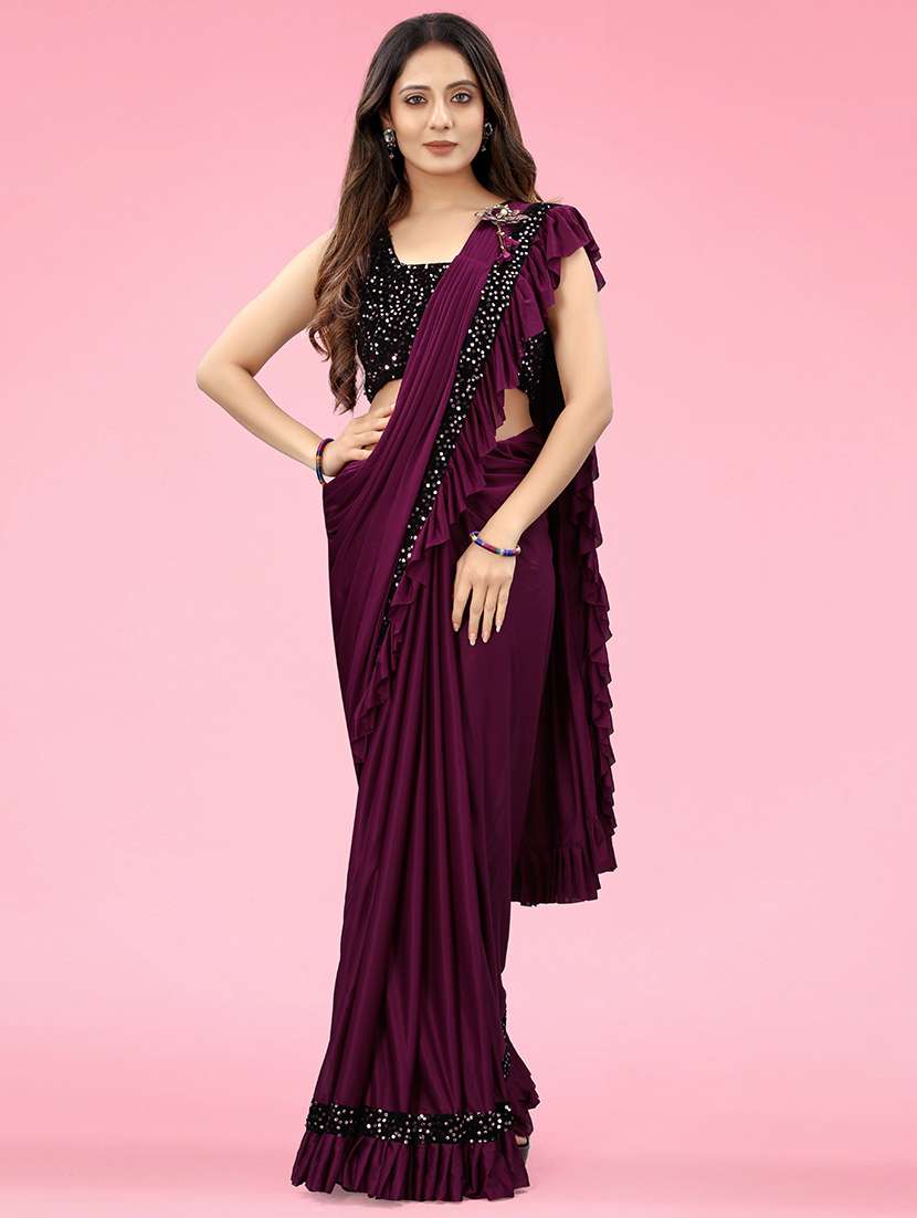 Buy online Women's Embellished Saree With Blouse from ethnic wear for