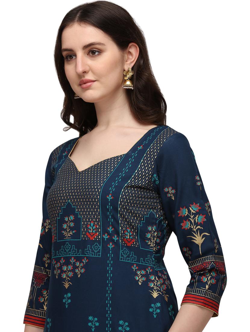 printed viscose straight kurta - 19427626 - Standard Image - 3