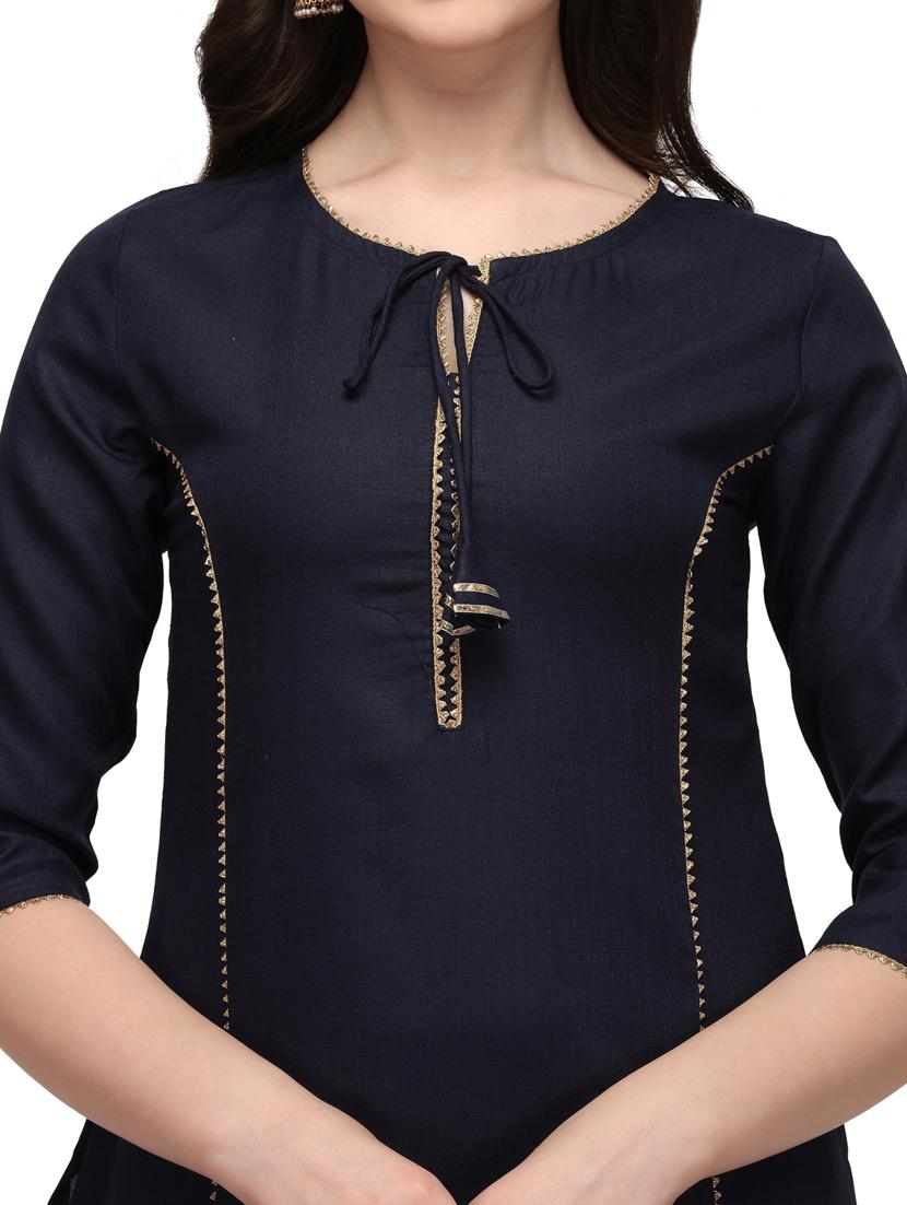 solid viscose straight kurta - 19427628 - Standard Image - 3