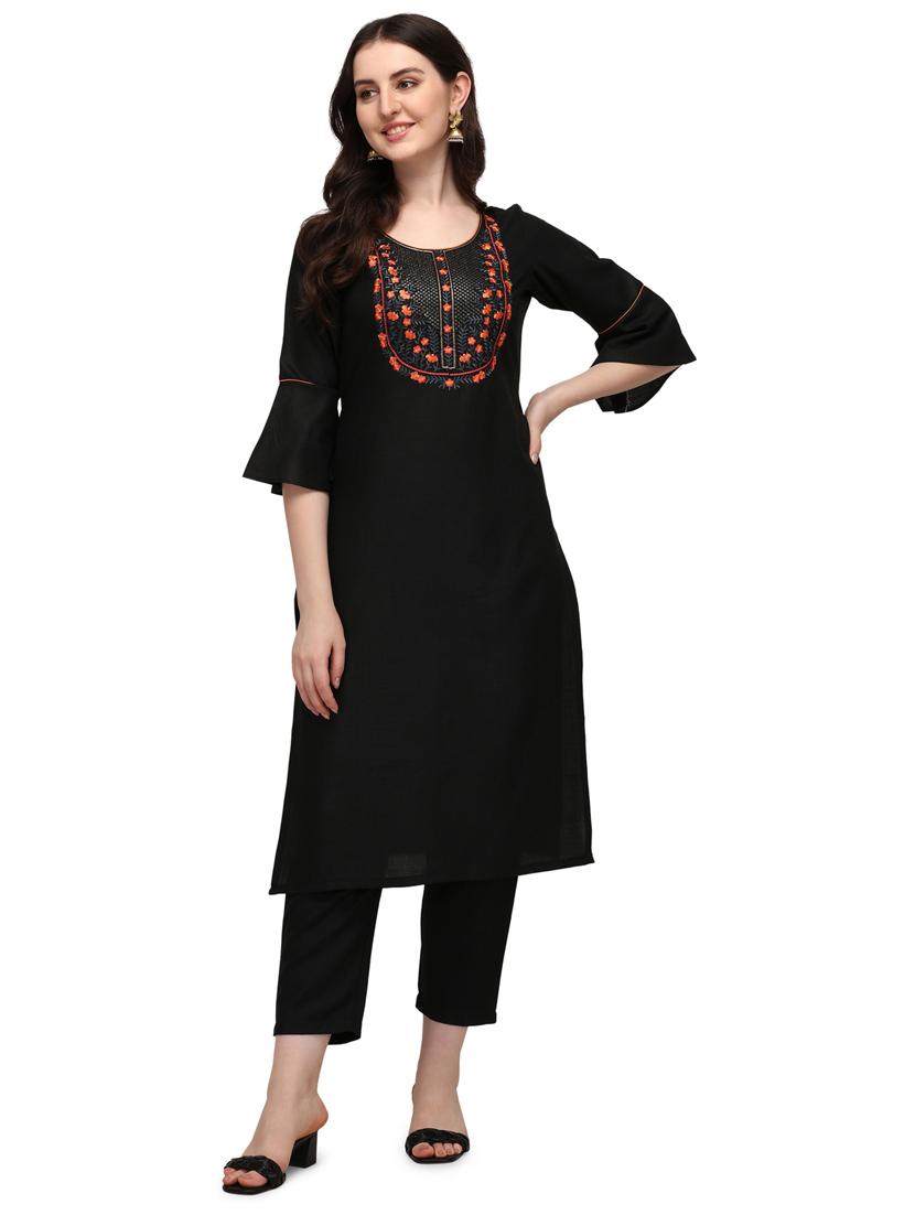solid cotton blend straight kurta - 19427648 - Zoom Image - 0