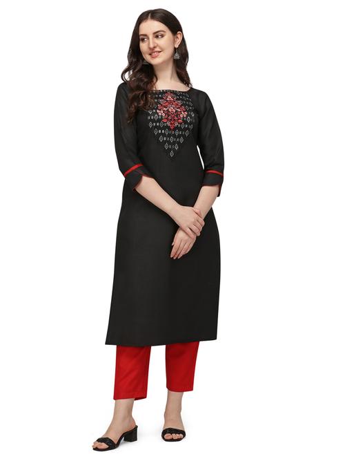 solids viscose a-line kurta - 19427673 -  Standard Image - 0