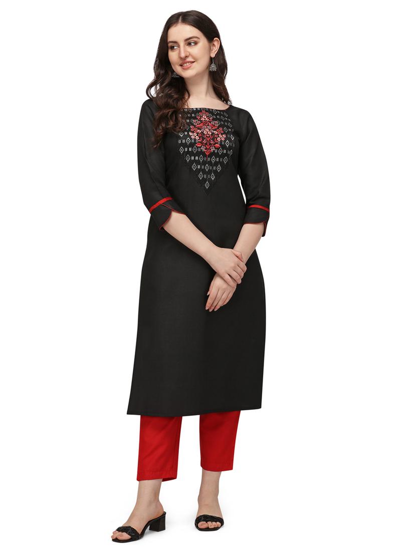 solids viscose a-line kurta - 19427673 -  Zoom Image - 0
