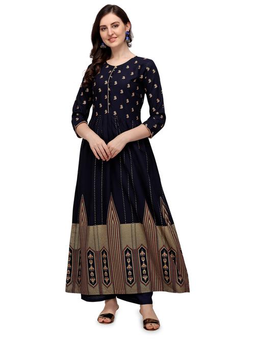 printed viscose a-line kurta - 19427696 -  Standard Image - 0