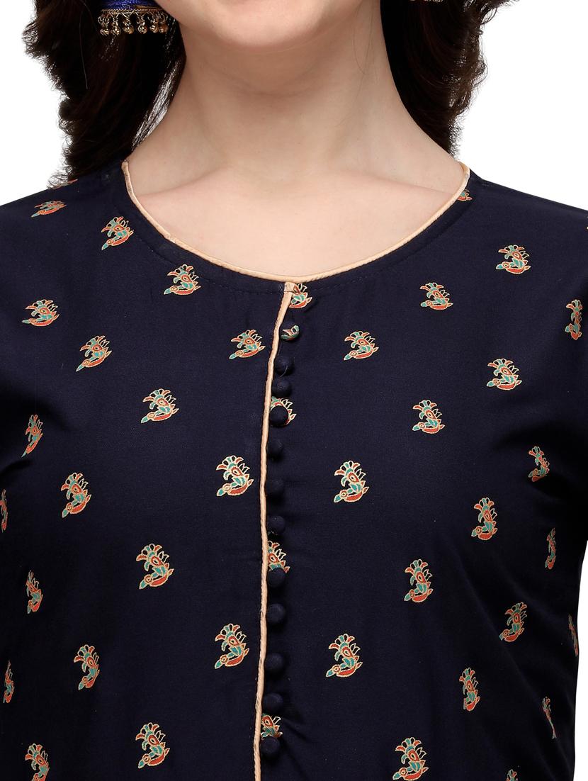 printed viscose a-line kurta - 19427696 - Standard Image - 3