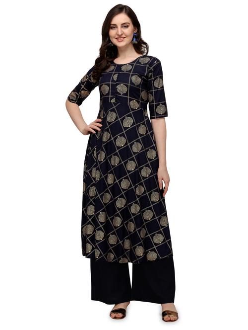 printed viscose a-line kurta - 19427697 -  Standard Image - 0