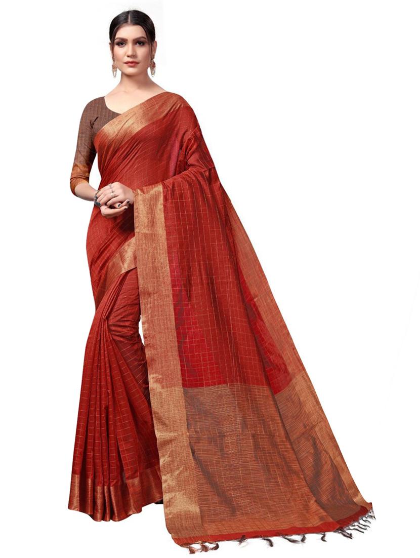 checkered print saree - 19429419 - Zoom Image - 0