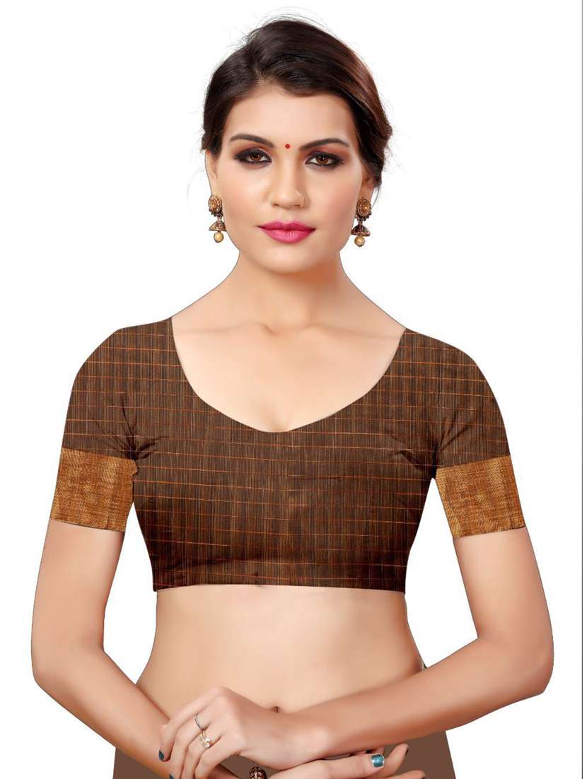 checkered print saree with blouse - 19429424 -  Standard Image - 3