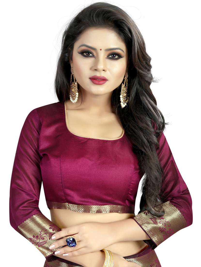 solids banarasi saree with blouse - 19429436 - Standard Image - 3