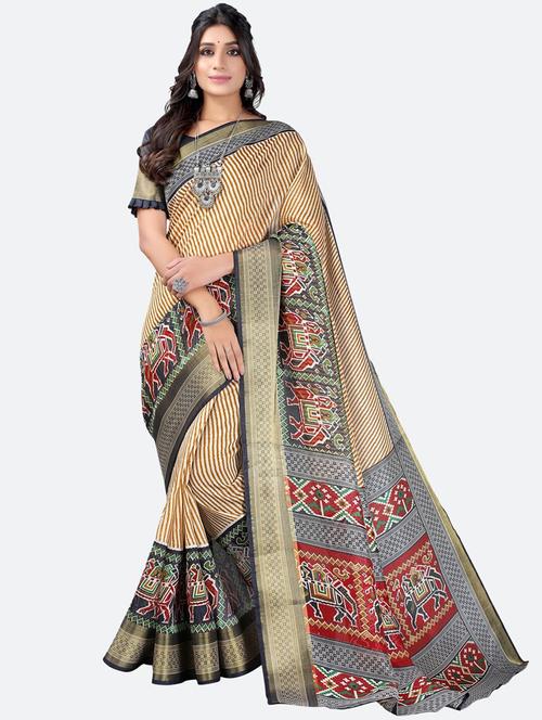 contrast bordered woven saree - 19429562 - Standard Image - 0