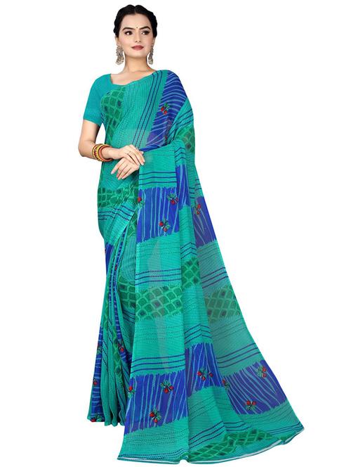 women's floral light green colored saree with blouse - 19429849 - Standard Image - 0