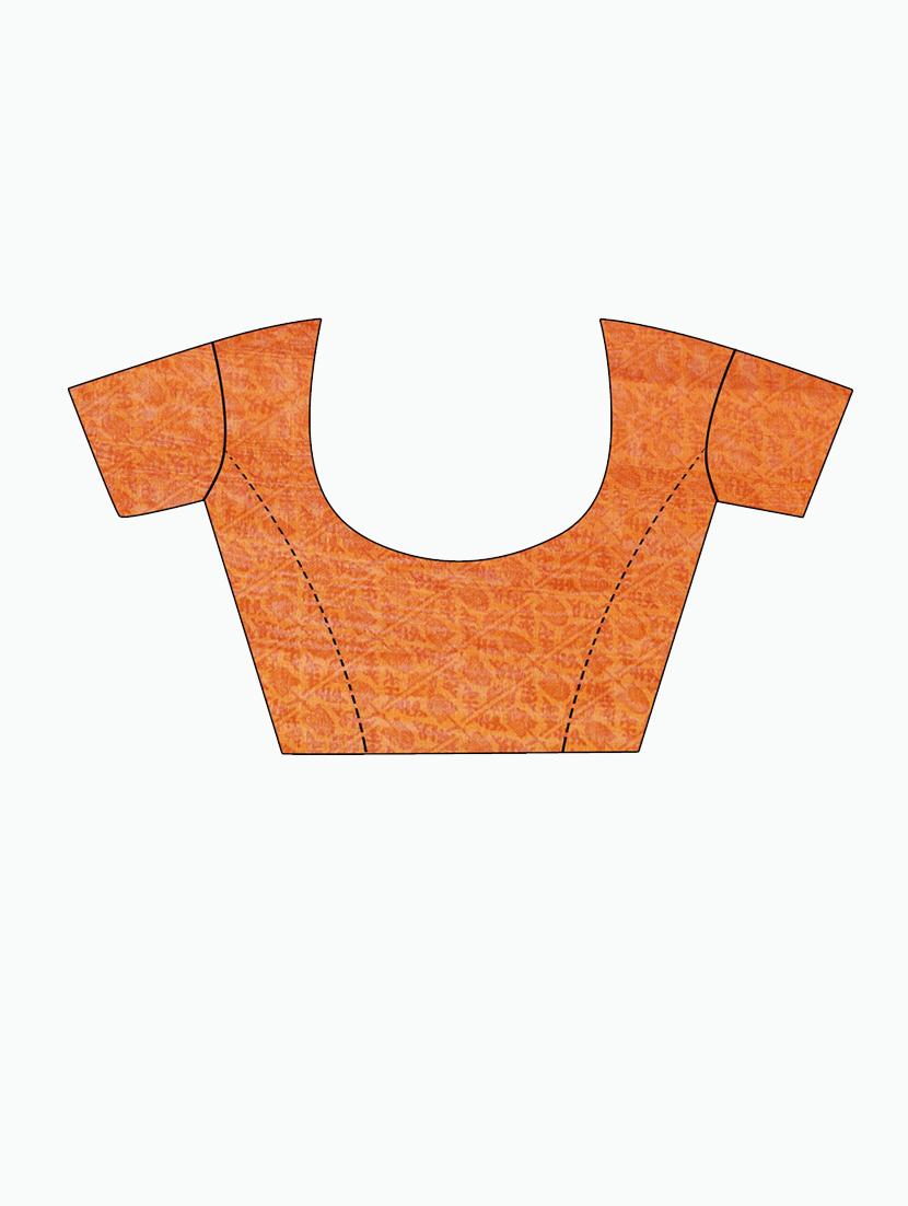 orange printed saree with blouse - 19429912 - Standard Image - 3
