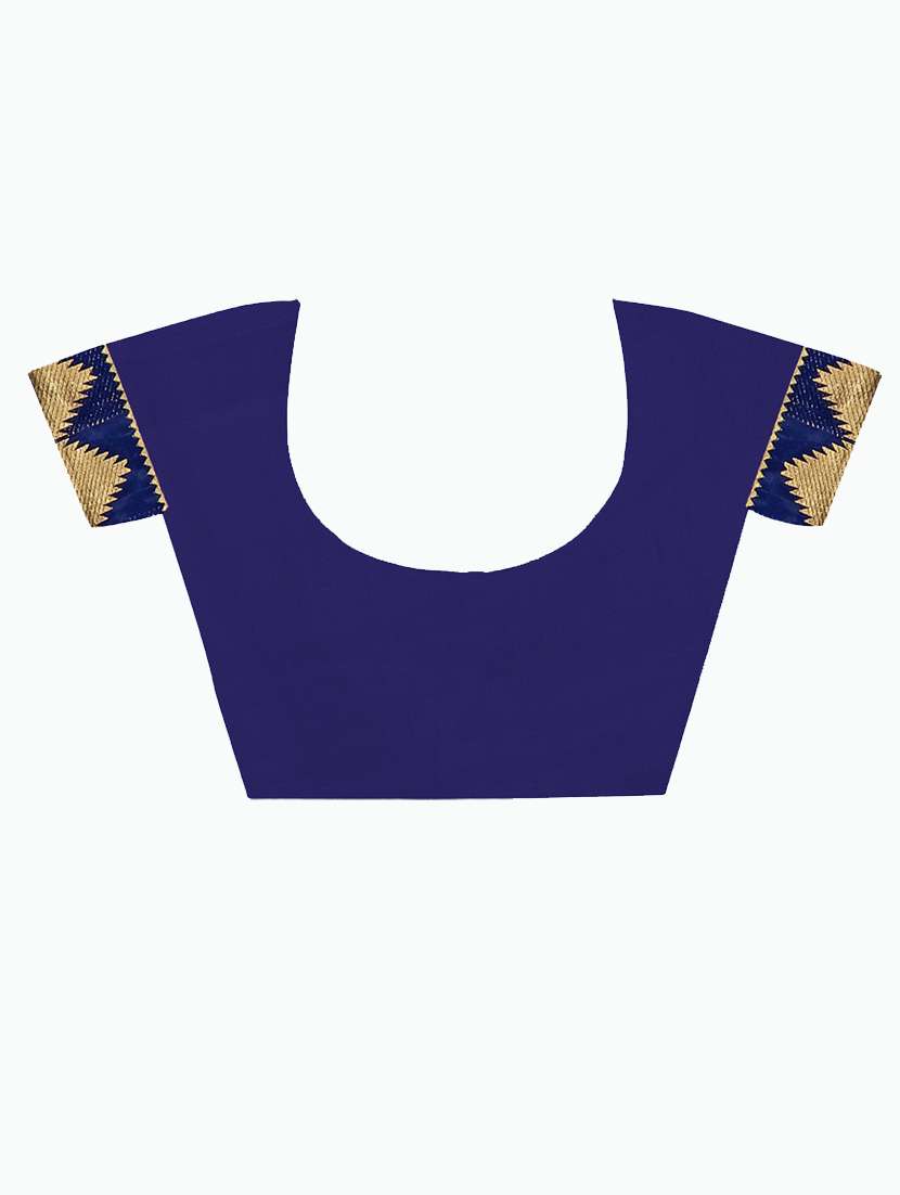 dark blue art silk plain saree with blouse - 19429996 -  Standard Image - 3