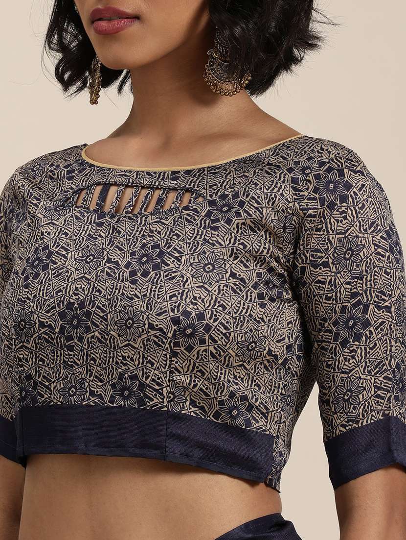 women's floral multi colored saree with blouse - 19430087 - Standard Image - 3